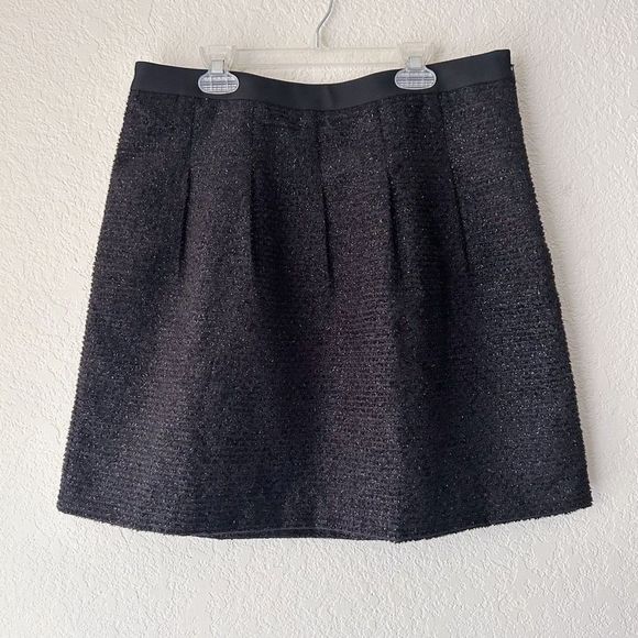 Loft Black Sparkle Pleated Skirt Size 8 - Picture 1 of 4